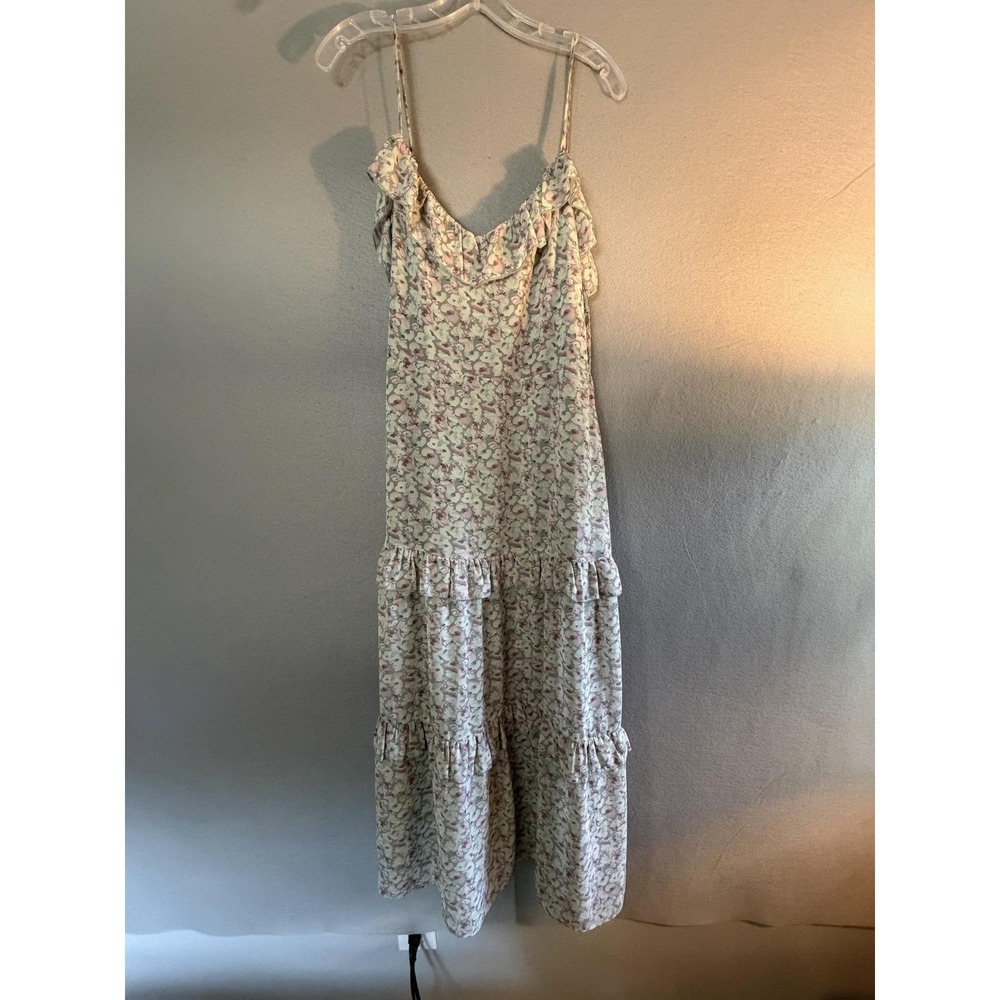 Lucy Paris Dress Womens XL Floral Ruffle Maxi‎ Sundress Smocked Chiffon Tiered